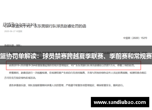 篮协罚单解读：球员禁赛跨越夏季联赛、季前赛和常规赛
